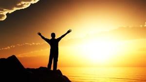 men greeting sun