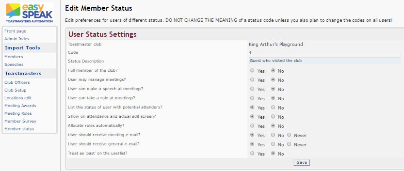 minnie edits member status in control panel