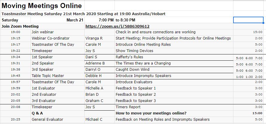 Capture Agenda in Google Sheet