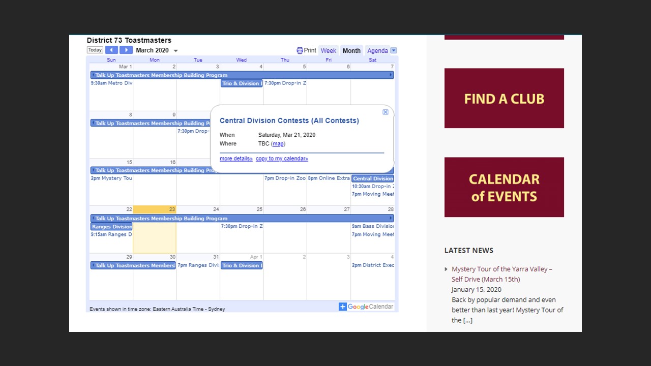 d73 calendar online