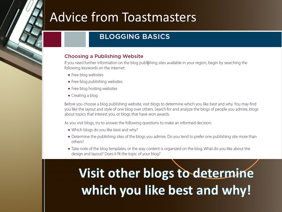advice from toastmasters
