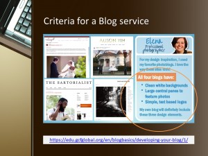 criteria for a blog service